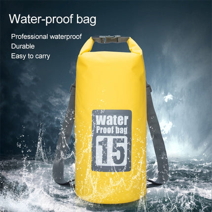 Outdoor Waterproof Dry Dual Shoulder Strap Bag Dry Sack, Capacity: 15L (Yellow)-garmade.com