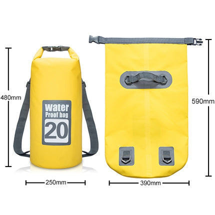 Outdoor Waterproof Dry Dual Shoulder Strap Bag Dry Sack, Capacity: 20L (Yellow)-garmade.com
