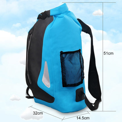 Outdoor Waterproof Dry Dual Shoulder Strap Bag Dry Sack PVC Barrel Bag, Capacity: 25L (Blue)-garmade.com
