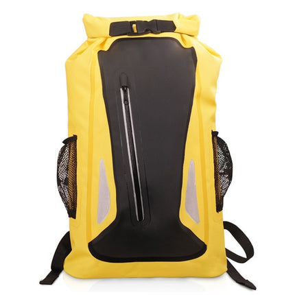 Outdoor Waterproof Dry Dual Shoulder Strap Bag Dry Sack PVC Barrel Bag, Capacity: 25L (Yellow)-garmade.com