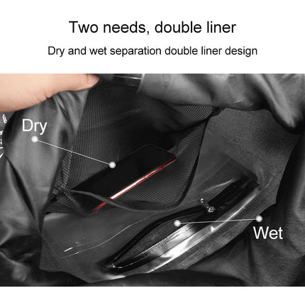 Outdoor Wear-resistant Waterproof Shoulder Bag Dry and Wet Separation Swimming Bag (Black)-garmade.com