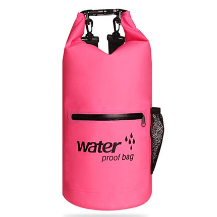 Outdoor Waterproof Dry Dual Shoulder Strap Bag Dry Sack PVC Barrel Bag, Capacity: 10L(Pink)-garmade.com