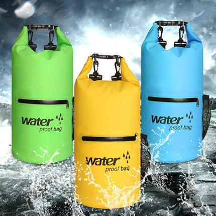 Outdoor Waterproof Dry Dual Shoulder Strap Bag Dry Sack PVC Barrel Bag, Capacity: 10L(Green)-garmade.com