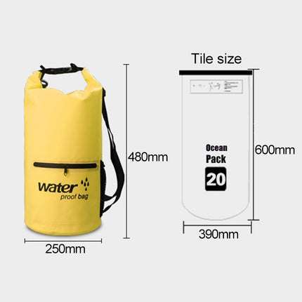 Outdoor Waterproof Dry Dual Shoulder Strap Bag Dry Sack PVC Barrel Bag, Capacity: 20L(Pink)-garmade.com