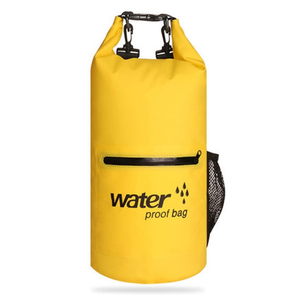 Outdoor Waterproof Dry Dual Shoulder Strap Bag Dry Sack PVC Barrel Bag, Capacity: 20L(Yellow)-garmade.com