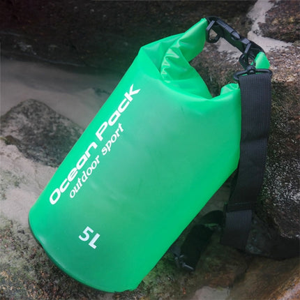 Outdoor Waterproof Single Shoulder Dry Bag Dry Sack PVC Barrel Bag, Capacity: 5L (Green)-garmade.com