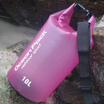 Outdoor Waterproof Single Shoulder Dry Bag Dry Sack PVC Barrel Bag, Capacity: 10L (Rose Red)-garmade.com
