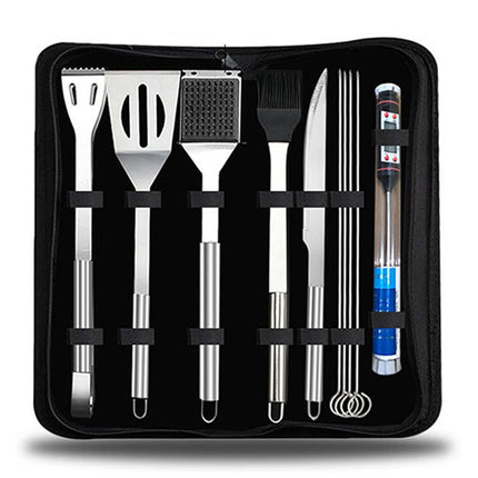 10 in 1 Outdoor Tableware Set Camping Barbecue Tableware Picnic Tool Set with Thermometer-garmade.com