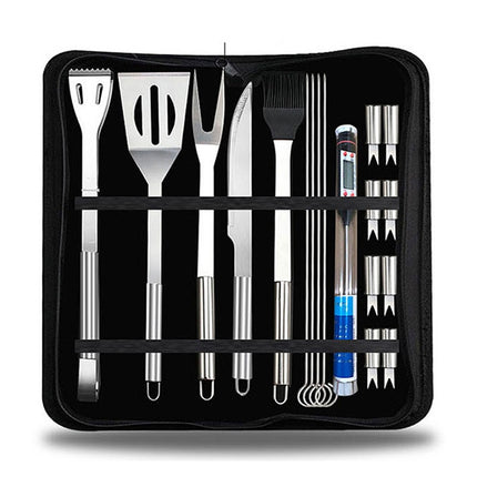 18 in 1 Outdoor Tableware Set Camping Barbecue Tableware Picnic Tool Set with Thermometer-garmade.com