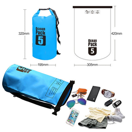 Outdoor Waterproof Single Shoulder Bag Dry Sack PVC Barrel Bag, Capacity: 5L (Green)-garmade.com