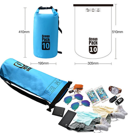Outdoor Waterproof Single Shoulder Bag Dry Sack PVC Barrel Bag, Capacity: 10L (Black)-garmade.com