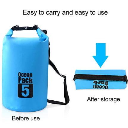 Outdoor Waterproof Single Shoulder Bag Dry Sack PVC Barrel Bag, Capacity: 15L (Sky Blue)-garmade.com