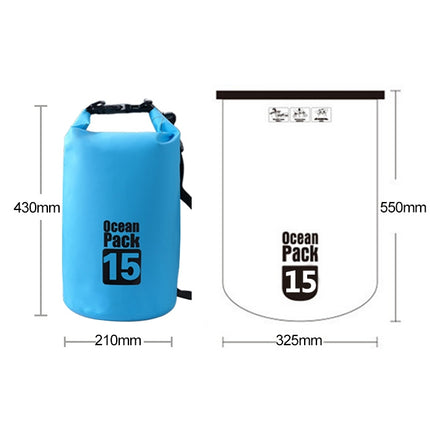 Outdoor Waterproof Single Shoulder Bag Dry Sack PVC Barrel Bag, Capacity: 15L (Yellow)-garmade.com