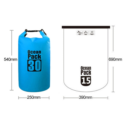 Outdoor Waterproof Double Shoulder Bag Dry Sack PVC Barrel Bag, Capacity: 30L (Black)-garmade.com