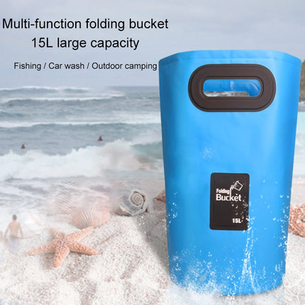 Outdoor Portable Folding Sink PVC Collapsible Bucket, Capacity: 15L (Sky Blue)-garmade.com