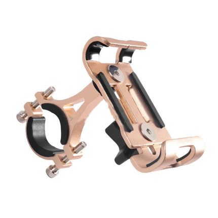 Universal Non-rotatable Aluminum Alloy Fixing Frame Motorcycle Bicycle Mobile Phone Holder (Gold)-garmade.com