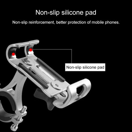 Universal Non-rotatable Aluminum Alloy Fixing Frame Motorcycle Bicycle Mobile Phone Holder (Titanium Color)-garmade.com
