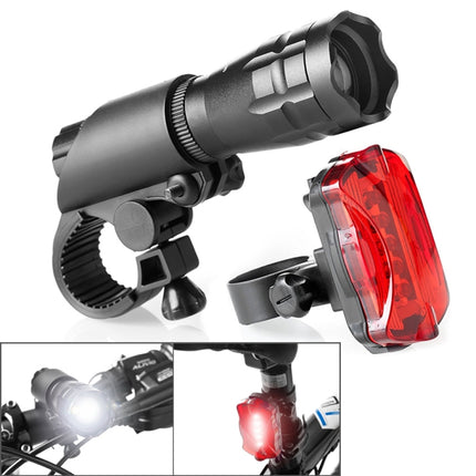 5W Mountain Bike Headlight Zoom Glare Waterproof Flashlight Set Car Headlight + Taillight (Set One)-garmade.com