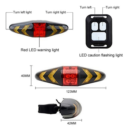 Bicycle Tail Light Intelligent Wireless Remote Control Turn Signal Warning Light(Black)-garmade.com