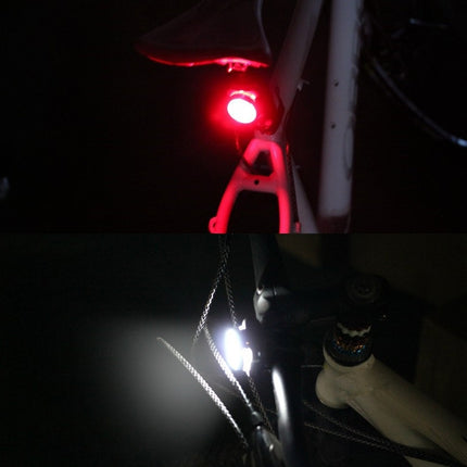 COB Lamp Bead 160LM USB Charging Four-speed Waterproof Bicycle Headlight / Taillight Set, Red + White Light 650MA-garmade.com