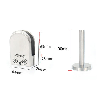 304 Stainless Steel Glass Fish Mouth Support Rod Fixing Clip with 14x100mm Rod, Specification: L-garmade.com