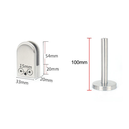 304 Stainless Steel Glass Fish Mouth Support Rod Fixing Clip with 14x100mm Rod, Specification: S-garmade.com