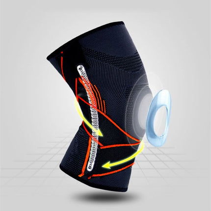 Sports High Elastic Shockproof Non-slip Silicone Knee Support Guards with Pressure Strip Size: L-garmade.com