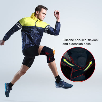 Sports High Elastic Shockproof Non-slip Silicone Knee Support Guards with Pressure Strip Size: L-garmade.com