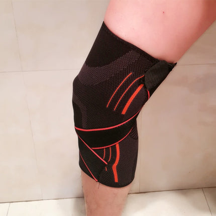 Sports High Elastic Shockproof Non-slip Silicone Knee Support Guards with Pressure Strip Size: XL-garmade.com