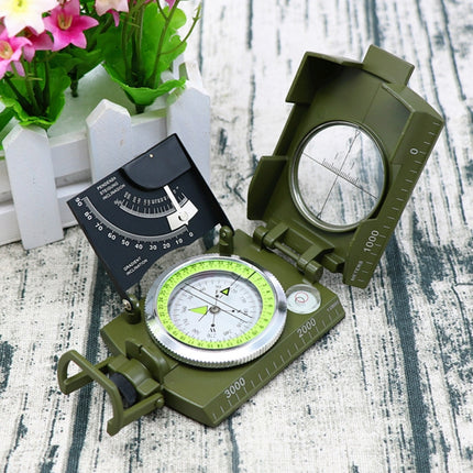 GoldGood K4074 Outdoor Multi-function Military Travel Geology Pocket Prismatic American Compass with Luminous Display(Green)-garmade.com