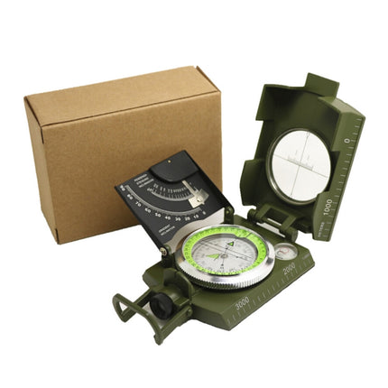 GoldGood K4074 Outdoor Multi-function Military Travel Geology Pocket Prismatic American Compass with Luminous Display(Green)-garmade.com