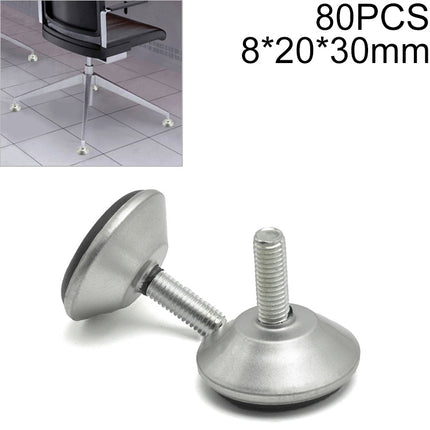 80 PCS M8 20mm Adjustable Support Plastic Chassis Metal Screw Furniture Mat (30mm)-garmade.com