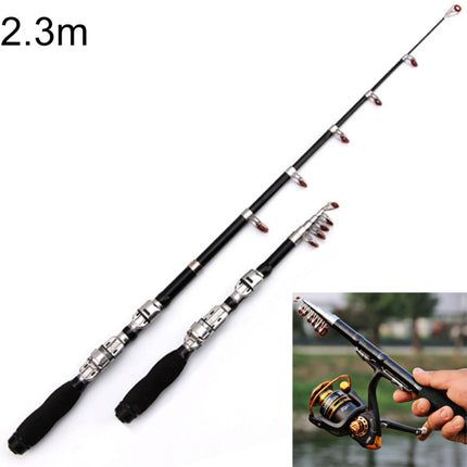 37cm Portable Telescopic Sea Fishing Rod Mini Fishing Pole, Extended Length : 2.3m, Black Clip Reel Seat-garmade.com
