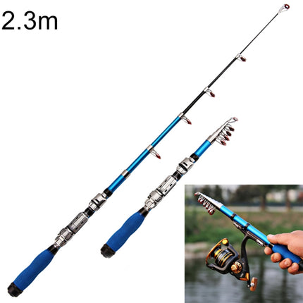 37cm Portable Telescopic Sea Fishing Rod Mini Fishing Pole, Extended Length : 2.3m, Blue Clip Reel Seat-garmade.com