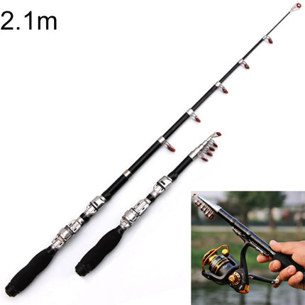 36cm Portable Telescopic Sea Fishing Rod Mini Fishing Pole, Extended Length : 2.1m, Black Clip Reel Seat-garmade.com