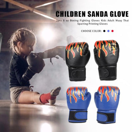 SUTENG Flame Pattern PU Leather Fitness Boxing Gloves for Adults(Black)-garmade.com
