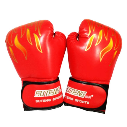SUTENG Flame Pattern PU Leather Fitness Boxing Gloves for Adults(Red)-garmade.com