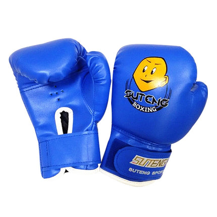 SUTENG Cartoon PU Leather Fitness Boxing Gloves for Children(Dark Blue)-garmade.com