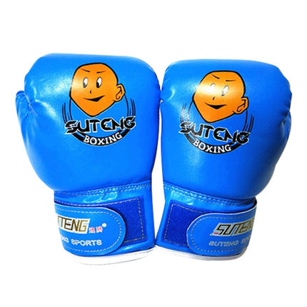 SUTENG Cartoon PU Leather Fitness Boxing Gloves for Children(Blue)-garmade.com