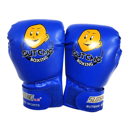 SUTENG Cartoon PU Leather Fitness Boxing Gloves for Children(White + Baby Blue)-garmade.com
