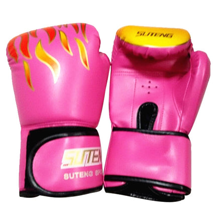 SUTENG Flame Pattern PU Leather Fitness Boxing Gloves for Adults(Pink)-garmade.com