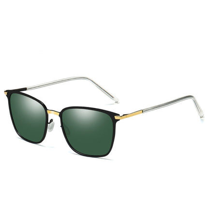 Men Fashion UV400 Square Frame Polarized Sunglasses (Gold & Black + Grey)-garmade.com