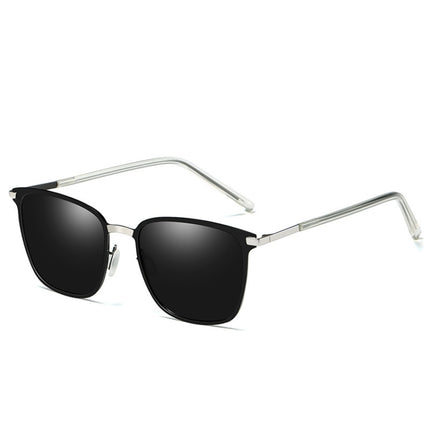 Men Fashion UV400 Square Frame Polarized Sunglasses (Gold & Black + Grey)-garmade.com