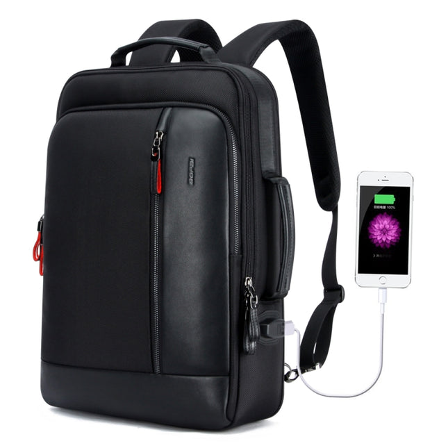 Bopai 751-006641 Large Capacity Business Fashion Breathable Laptop Backpack with External USB Interface, Size: 30 x 15 x 44cm(Black)-garmade.com