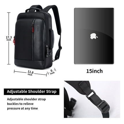 Bopai 751-006641 Large Capacity Business Fashion Breathable Laptop Backpack with External USB Interface, Size: 30 x 15 x 44cm(Black)-garmade.com