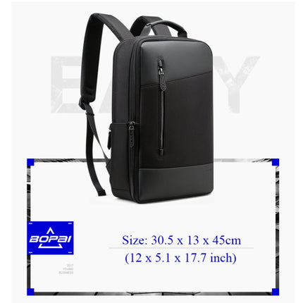 Bopai 851-009911 Business Anti-theft Waterproof Large Capacity Double Shoulder Bag,with USB Charging Port, Size: 30.5x13x45cm (Black)-garmade.com