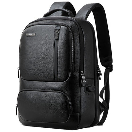 Bopai 851-023911 Top-grain Leather Business Breathable Anti-theft Man Backpack, Size: 28x18x42cm(Black)-garmade.com