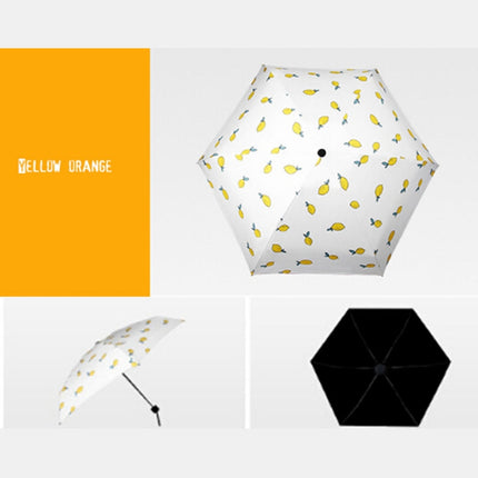 Three Folding Ultralight Umbrella, Women Waterproof Anti-UV (Lemon Pattern)-garmade.com