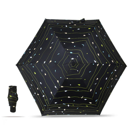 Five Folding Ultralight Umbrella, Women Waterproof Anti-UV (Black Stripe Pattern)-garmade.com