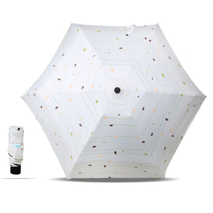 Five Folding Ultralight Umbrella, Women Waterproof Anti-UV (White Stripe Pattern)-garmade.com